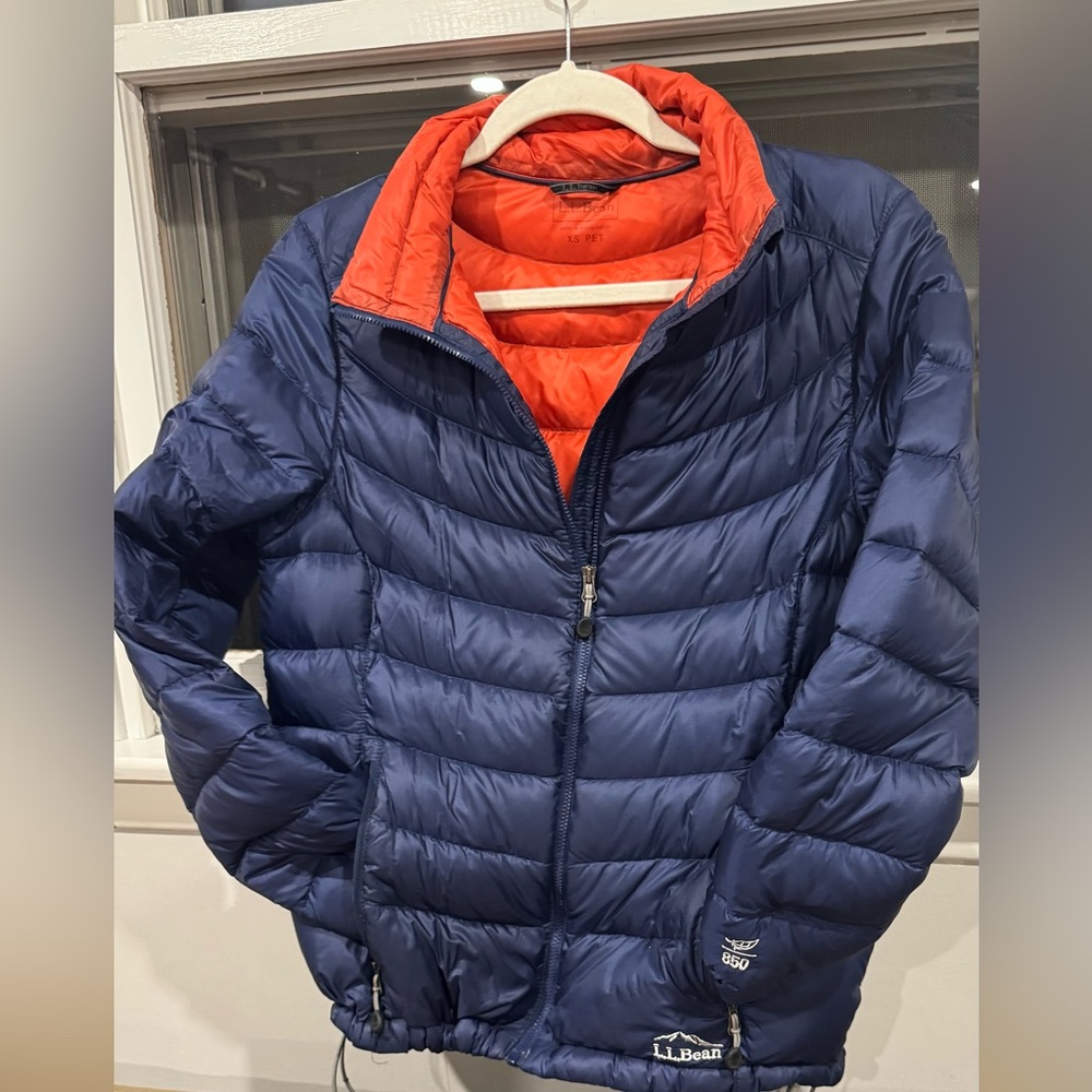 L.L. Bean Navy and Orange Puffer Jacket